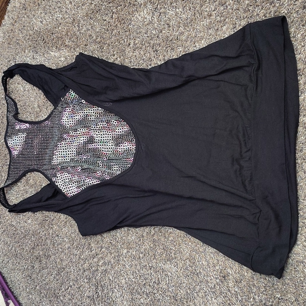 Express Black Sequin Mesh Blouse